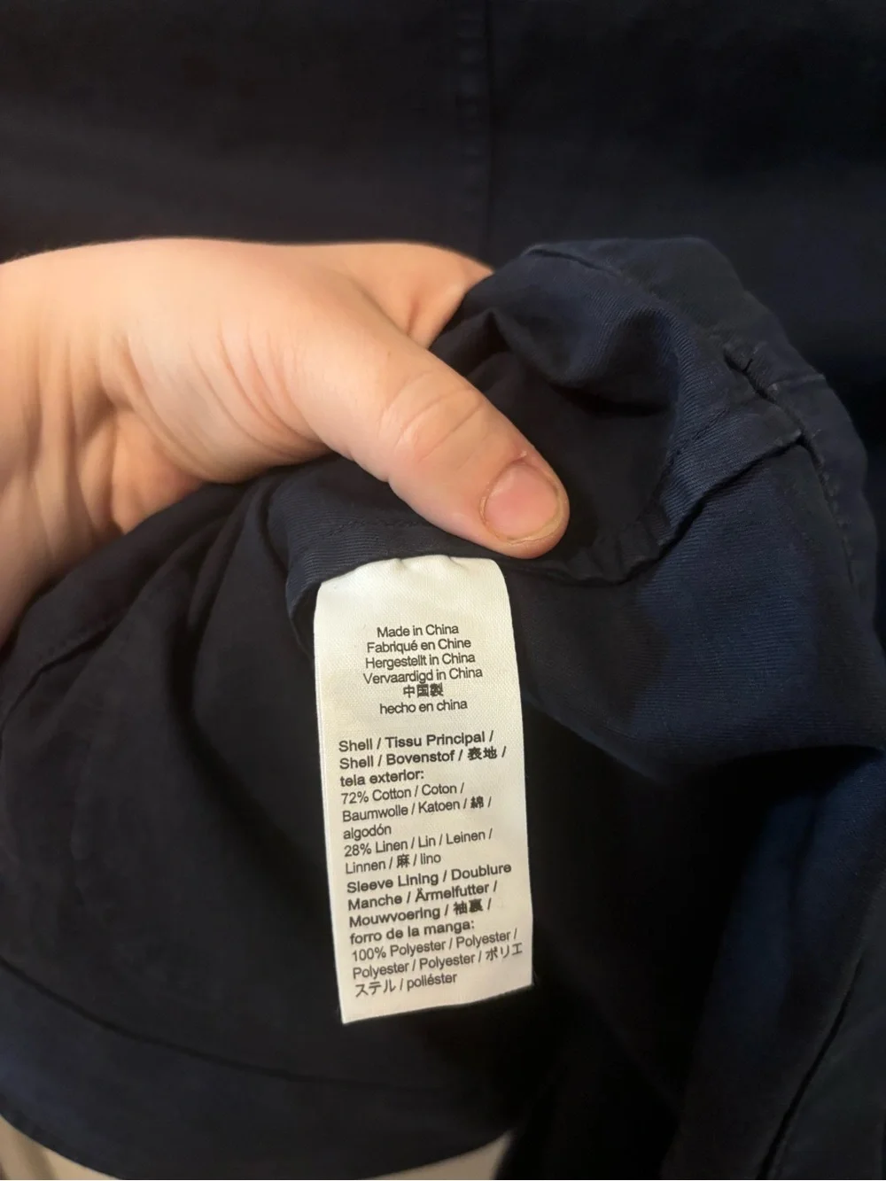 J Crew Garment Dyed Cotton Linen Chino Suit Chore Jacket Blazer Men 36 Navy Blue